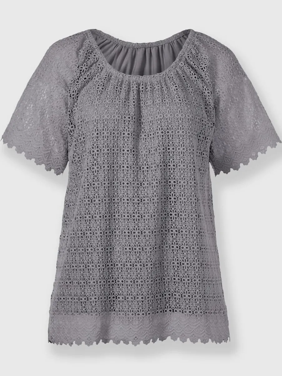 T-shirt à dentelle avec doublure et manches raglan