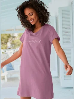 T-shirt de nuit ample avec imprimé et manches courtes