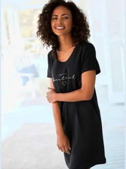 T-shirt de nuit ample avec imprimé et manches courtes