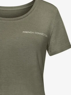 T-shirt de nuit col rond avec inscription poitrine douce