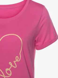 T-shirt de nuit confortable avec manches courtes et motif cœur