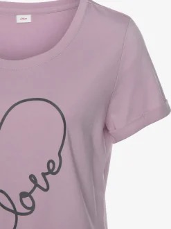 T-shirt de nuit confortable avec manches courtes et motif cœur