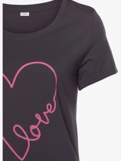 T-shirt de nuit confortable avec manches courtes et motif cœur