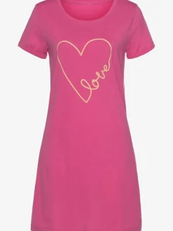 T-shirt de nuit confortable avec manches courtes et motif cœur