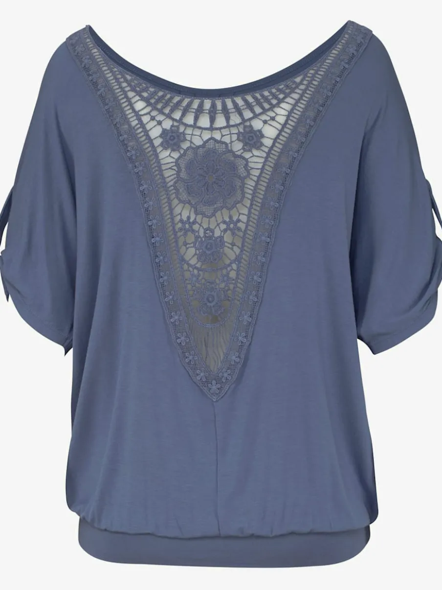T-shirt de plage ample avec col large et manches mi-longues