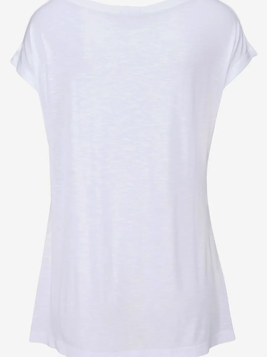 T-shirt de plage avec col arrondi et manches courtes à imprimé graphique