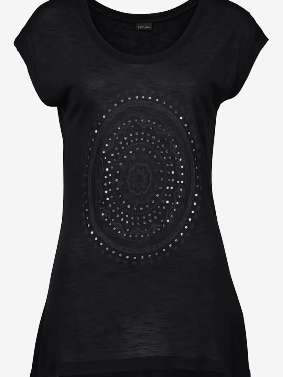 T-shirt de plage avec col arrondi et manches courtes à imprimé graphique