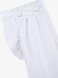 T-shirt de plage à encolure avec fente et volants