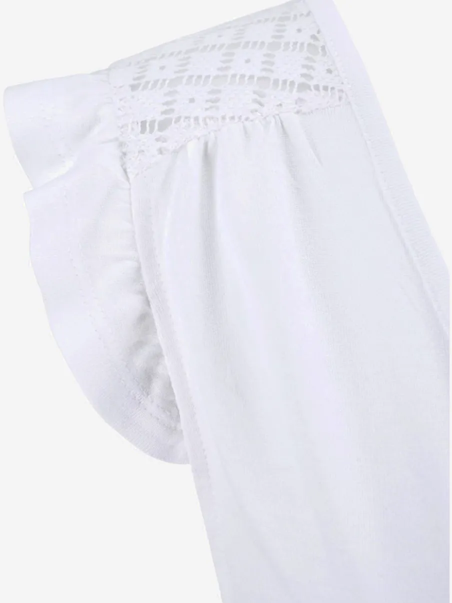 T-shirt de plage à encolure avec fente et volants