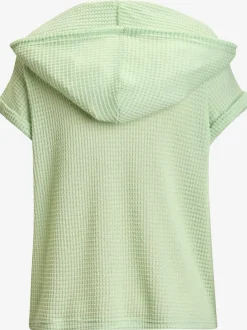 T-shirt de plage en matière gaufrée avec capuche et patte de boutonnage