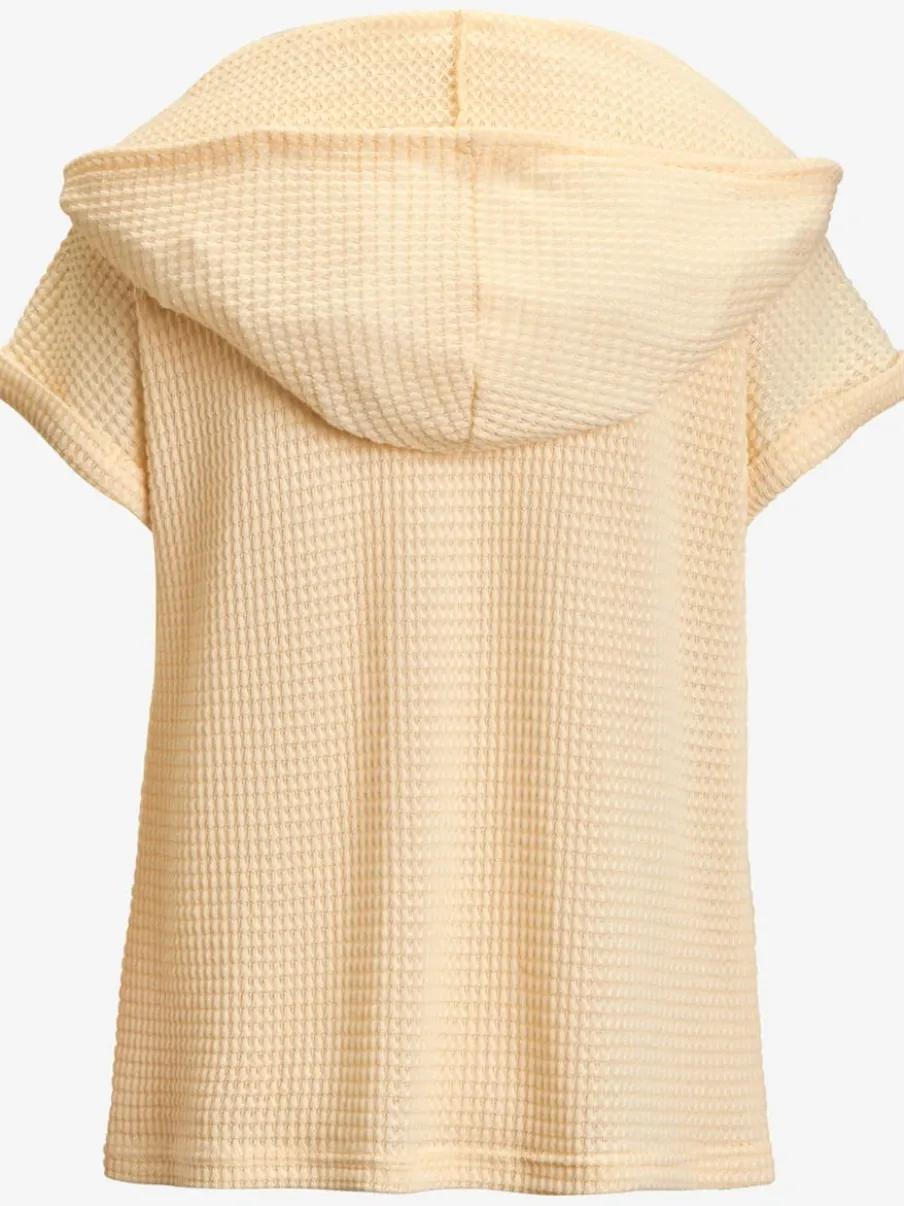 T-shirt de plage en matière gaufrée avec capuche et patte de boutonnage