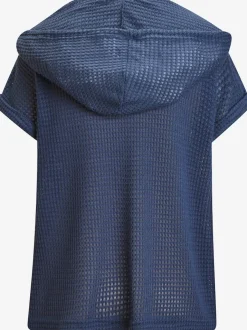 T-shirt de plage en matière gaufrée avec capuche et patte de boutonnage