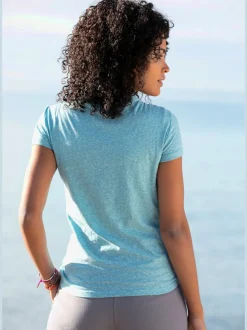 T-shirt de plage en V avec imprimé graphique sur le devant