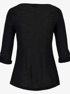 T-shirt de plage à manches 3/4 avec détails brodés et rubans