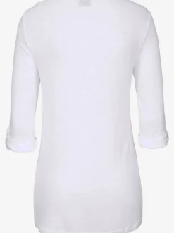 T-shirt de plage à manches 3/4 avec détails brodés et rubans