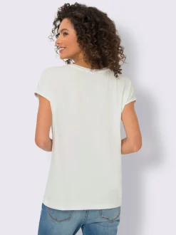 T-shirt doux avec imprimé placé et détails brillants