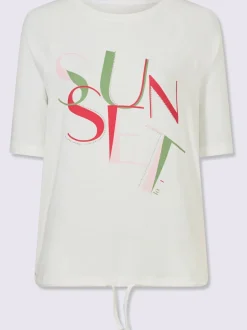 T-shirt doux à encolure ronde avec inscription fantaisie