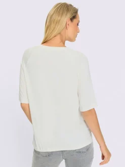 T-shirt doux à encolure ronde avec inscription fantaisie