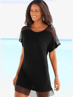 T-shirt à empiècements en résille avec poche poitrine