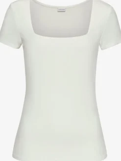 T-shirt à encolure carrée et manches ajustées en matière extensible