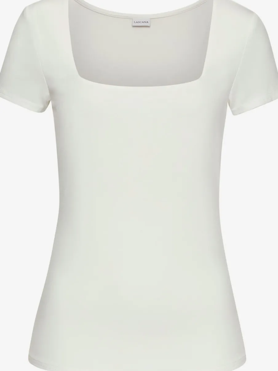 T-shirt à encolure carrée et manches ajustées en matière extensible