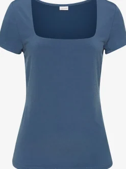 T-shirt à encolure carrée et manches ajustées en matière extensible