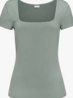 T-shirt à encolure carrée et manches ajustées en matière extensible
