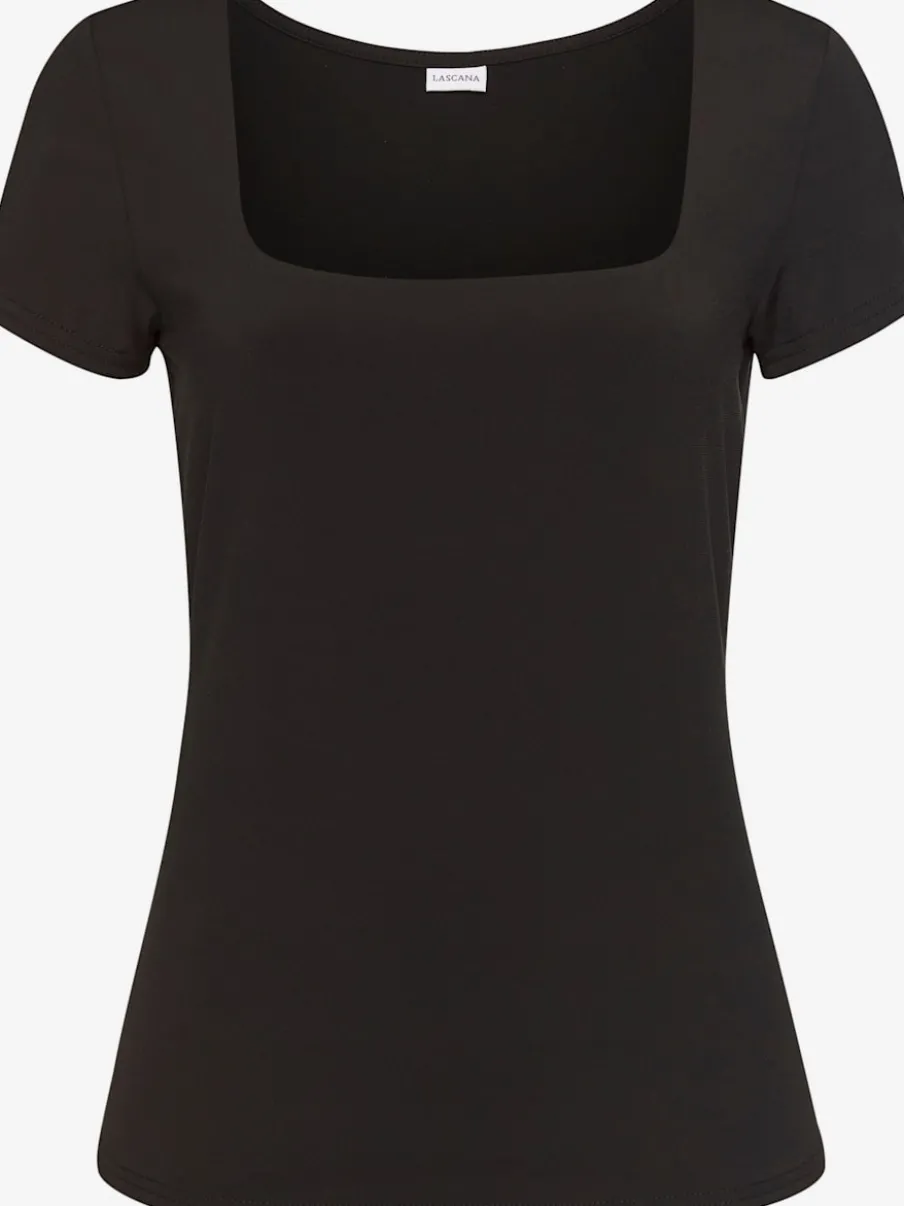 T-shirt à encolure carrée et manches ajustées en matière extensible