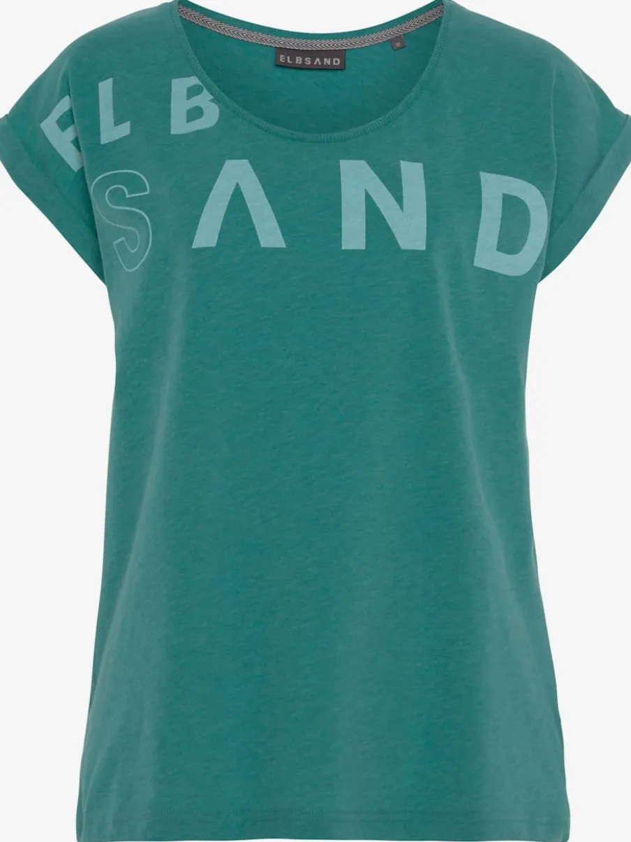 T-shirt à encolure côtelée avec logo imprimé devant