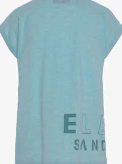 T-shirt à encolure côtelée avec logo imprimé devant