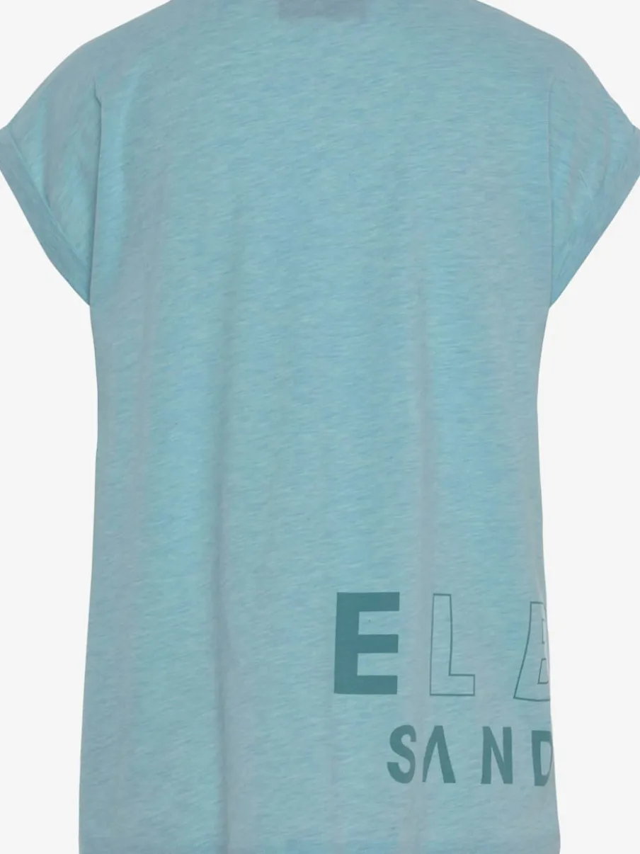 T-shirt à encolure côtelée avec logo imprimé devant