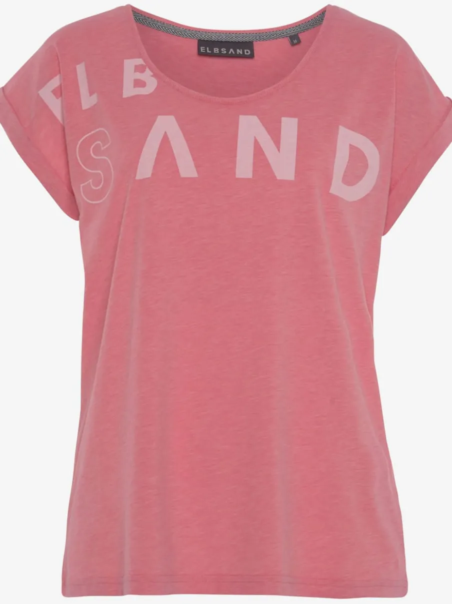 T-shirt à encolure côtelée avec logo imprimé devant