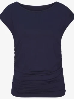 T-shirt à encolure en U avec fronces latérales en jersey extensible