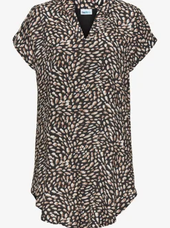 T-shirt à encolure en V avec motifs imprimés en viscose douce