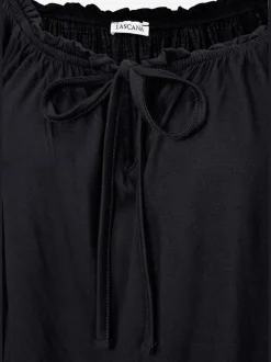 T-shirt à encolure extensible et manches 3/4 volantées