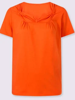 T-shirt à encolure raffinée avec fronces et manches courtes