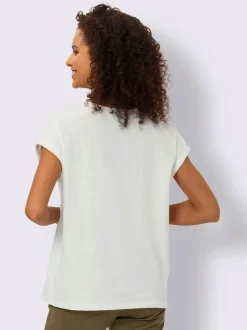 T-shirt à encolure ronde avec broderie ornementale et manches courtes