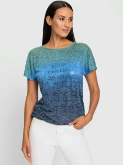 T-shirt à encolure ronde avec imprimé brillant léger