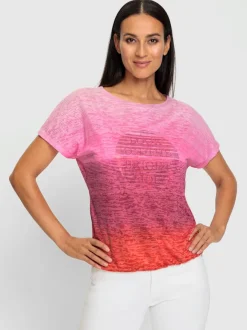T-shirt à encolure ronde avec imprimé brillant léger