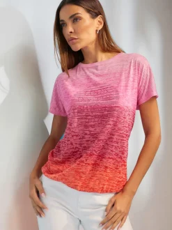 T-shirt à encolure ronde avec imprimé brillant léger