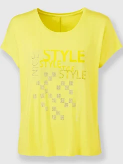 T-shirt à encolure ronde avec imprimé graphique et pierres