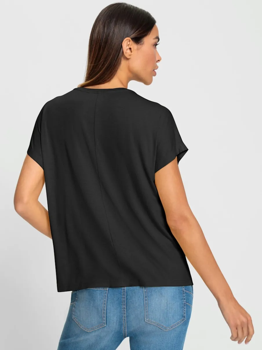 T-shirt à encolure ronde avec imprimé graphique et pierres