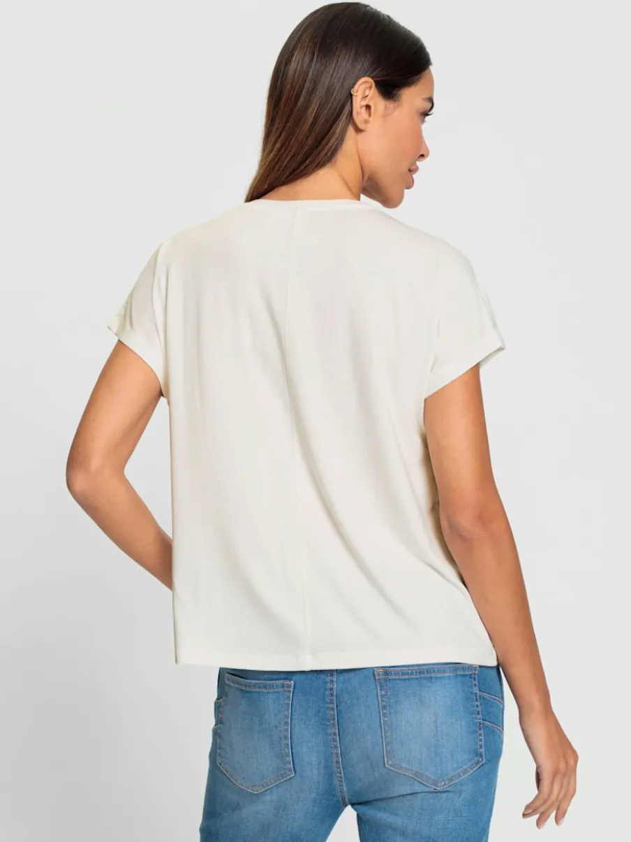 T-shirt à encolure ronde avec imprimé graphique et pierres