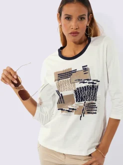 T-shirt à encolure ronde avec imprimé original brillant