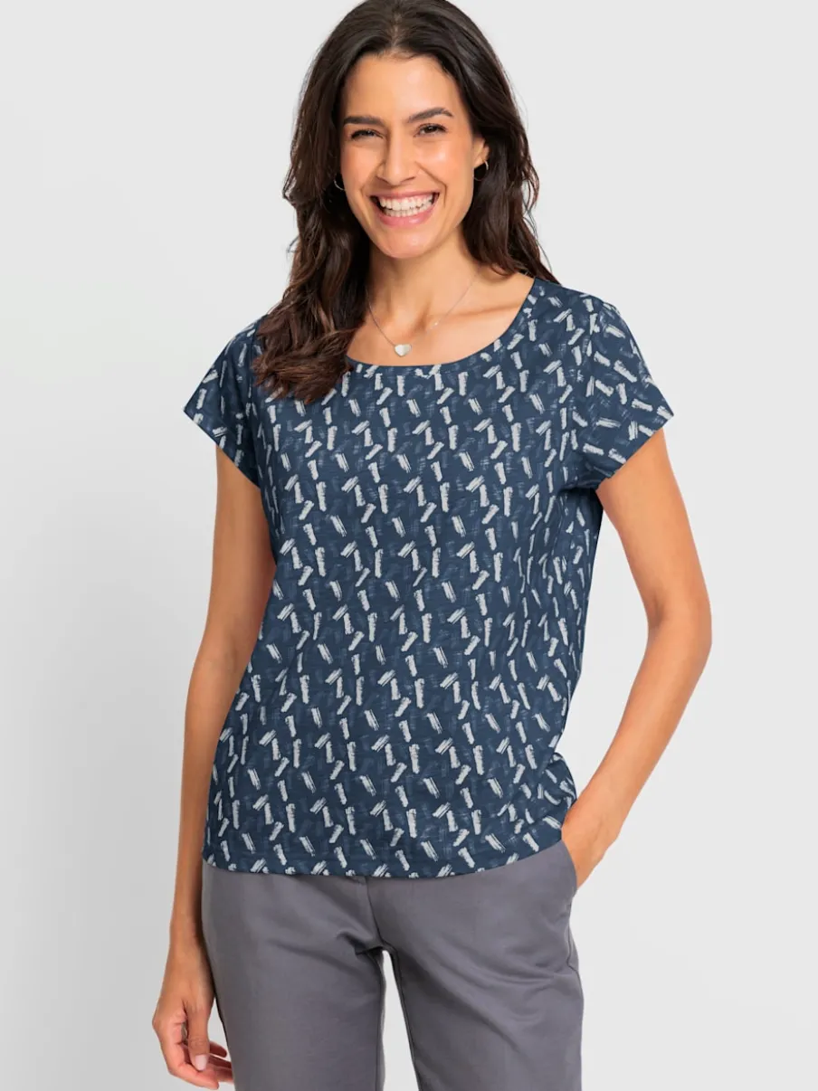 T-shirt à encolure ronde avec imprimé graphique et manches courtes