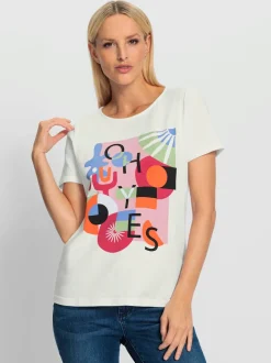 T-shirt à encolure ronde avec imprimé graphique devant et manches courtes