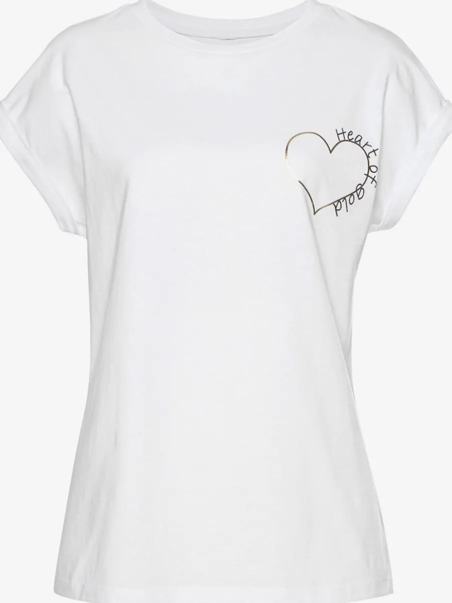 T-shirt à encolure ronde avec inscription en coton doux