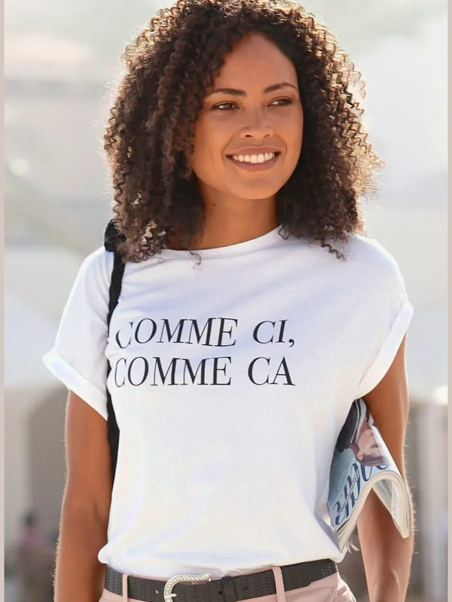 T-shirt encolure ronde avec inscription en coton bio