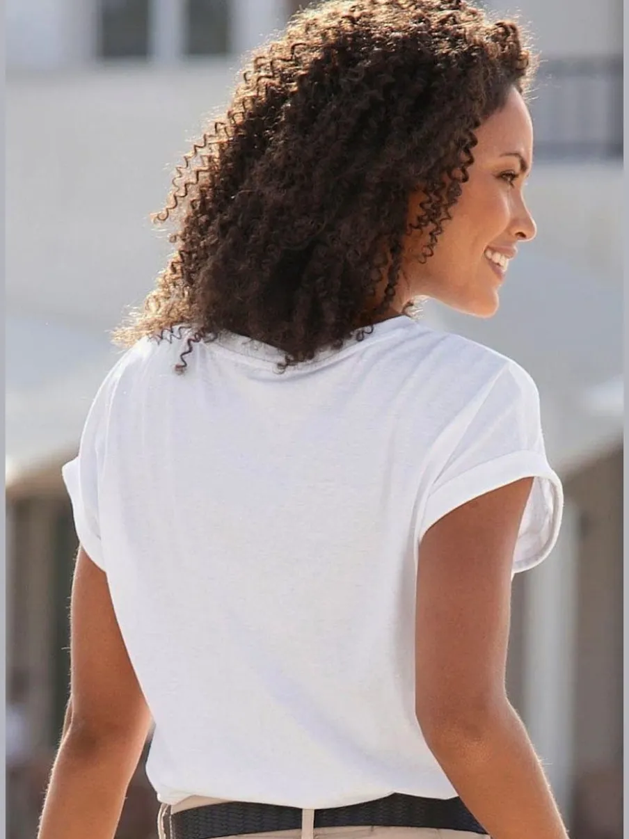 T-shirt encolure ronde avec inscription en coton bio