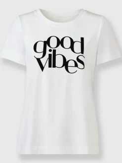 T-shirt à encolure ronde avec inscription GOOD VIBES